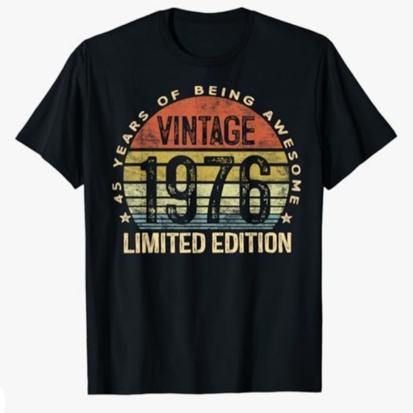 NWT Vintage 1976 Limited Edition T-Shirt, Novelty, Birthday, Women's Plus - Picture 1 of 2